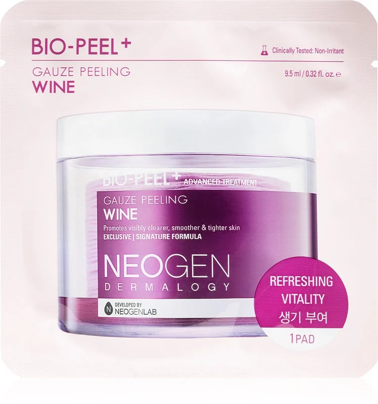 Neogen Dermalogy Bio-Peel+ Gauze Peeling vino dischetti esfolianti viso per lisciare la pelle e ridurre i pori 8 pezzi