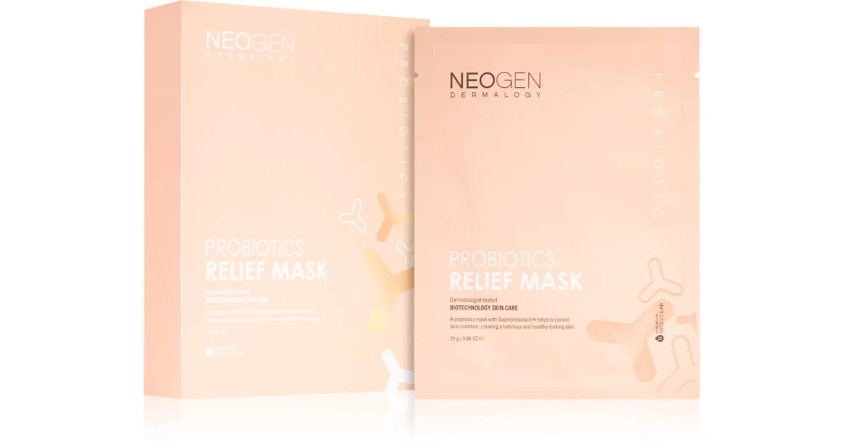 Neogen Dermalogy Relief maschera lenitiva in tessuto con probiotici 5 pezzi