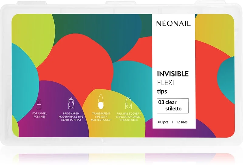 NEONAIL Flexi Tips Invisible Unghie finte tipo 03 Clear Stiletto 300 pezzi
