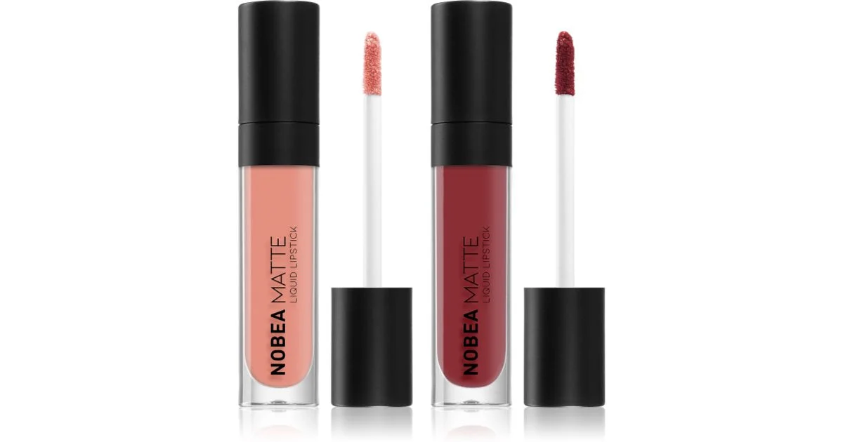 NOBEA Day-to-Day Matte set per le labbra da donna Maroon #M10 rossetto liquido matte 7 ml + Dusty Pink #M02 rossetto liquido matte 7 ml