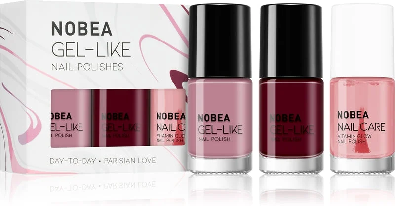 NOBEA Day-to-Day Vienna Calmness Set di smalti per unghie 3x6 ml rosa bordeaux