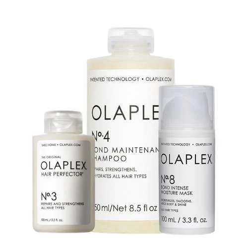 OLAPLEX KIT PER CAPELLI BRILLANTI – N°3 100ML + N°4 250ML + N°8 100ML