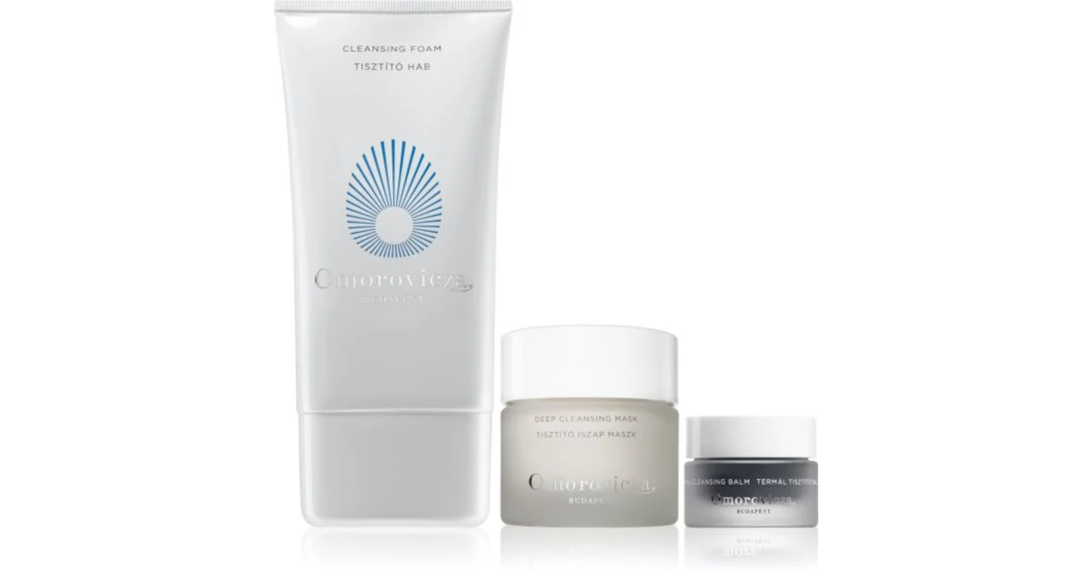 Omorovicza Duo confezione regalo mousse detergente per il viso 150 ml + Moor Mud Deep maschera di pulizia profonda 50 ml + balsamo detergente 15 ml