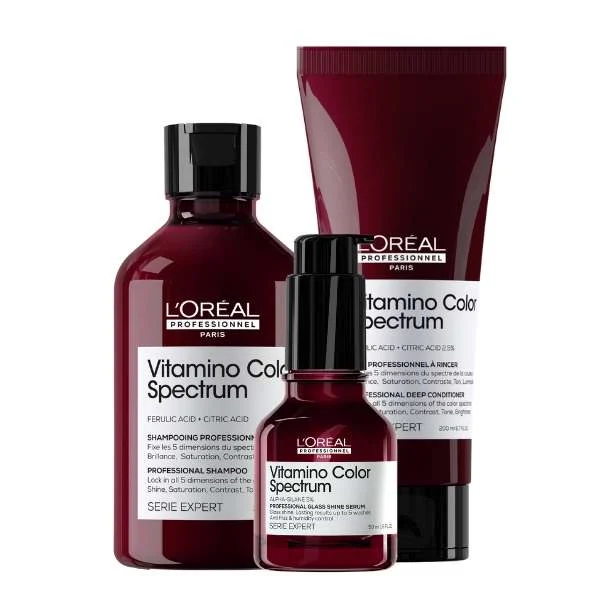 SERIE EXPERT VITAMINO COLOR SPECTRUM SHAMPOO 300 ML. + CONDITIONER 200 ML. + GLASS SHINE SERUM 50 ML