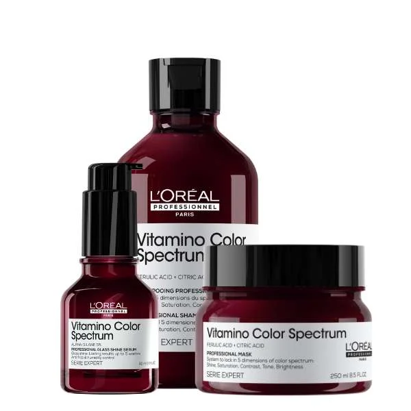 SERIE EXPERT VITAMINO COLOR SPECTRUM SHAMPOO 300 ML.+ SPECTRUM MASK 250 ML + GLASS SHINE SERUM 50 ML