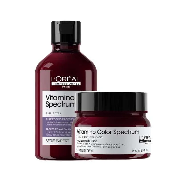 SERIE EXPERT VITAMINO COLOR SPECTRUM PURPLE DYES SHAMPOO 300 ML. + SPECTRUM MASK 250 ML.