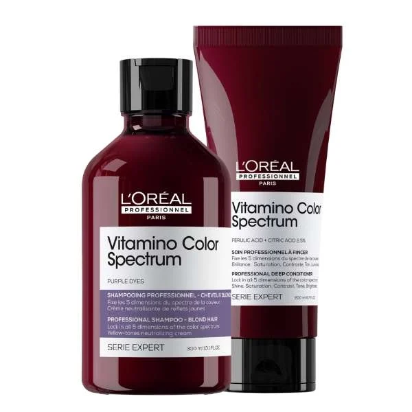 SERIE EXPERT VITAMINO COLOR SPECTRUM PURPLE DYES SHAMPOO 300 ML. + SPECTRUM CONDITIONER 200ML