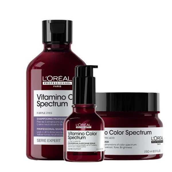 SERIE EXPERT VITAMINO COLOR SPECTRUM PURPLE DYES SHAMPOO 300 ML. + MASK 250ML + SERUM 50ML