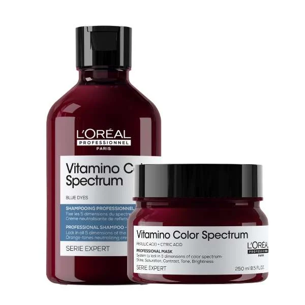 SERIE EXPERT VITAMINO COLOR SPECTRUM BLUE DYES SHAMPOO 300 ML. + SPECTRUM MASK 250ML.