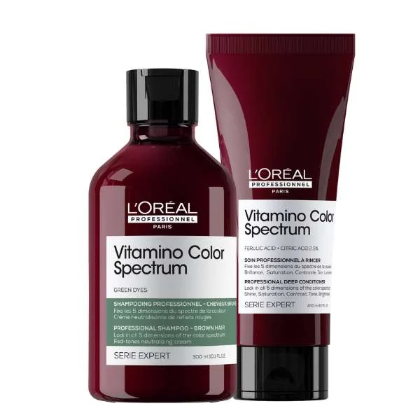 SERIE EXPERT VITAMINO COLOR SPECTRUM GREEN DYES SHAMPOO 300 ML. + SPECTRUM CONDITIONER 200ML