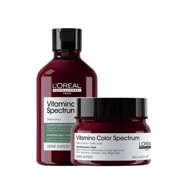 SERIE EXPERT VITAMINO COLOR SPECTRUM GREEN DYES SHAMPOO 300 ML. + SPECTRUM MASK 250 ML.