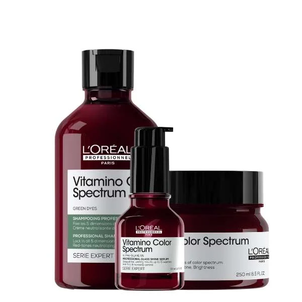 SERIE EXPERT VITAMINO COLOR SPECTRUM GREEN DYES SHAMPOO 300 ML. + MASK 250ML + SERUM 50ML