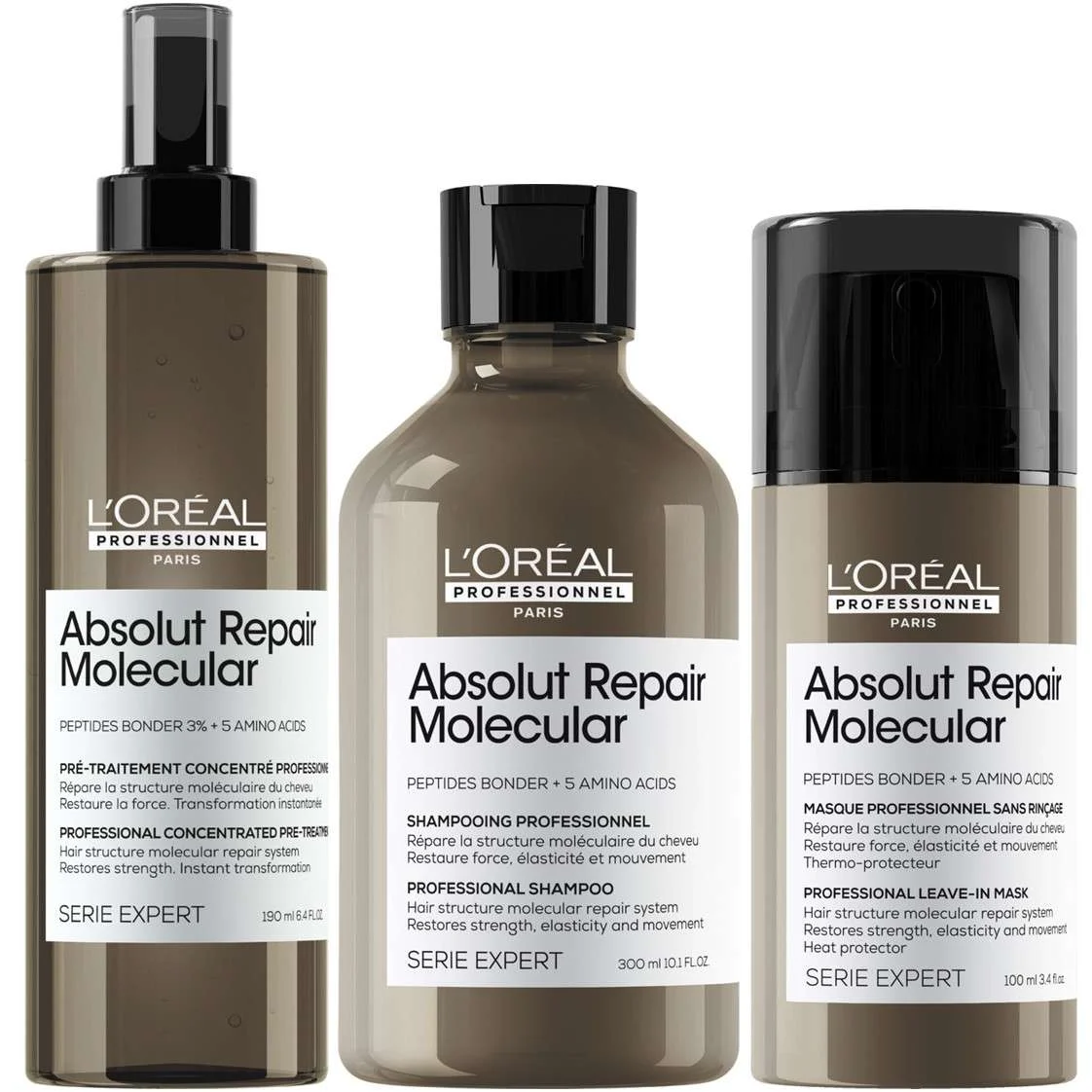 SERIE EXPERT ABSOLUT REPAIR MOLECULAR PROFESSIONAL SHAMPOO 300ML + MASK 100ML + PRE-SHAMPOO 190ML