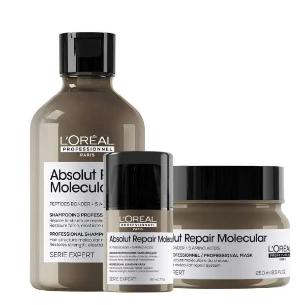 SERIE EXPERT ABSOLUT REPAIR MOLECULAR SHAMPOO 300 ML + MOLECULAR MASK 250 ML + LEAVE-IN MASK 50ML