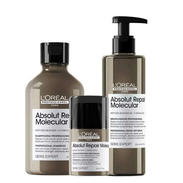 SERIE EXPERT ABSOLUT REPAIR MOLECULAR SHAMPOO 300 ML + LEAVE-IN MASK 50ML + CONDITIONER RINSE-OFF