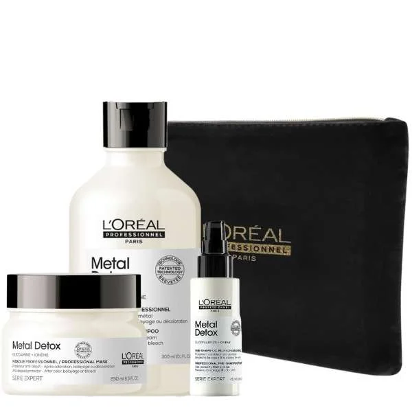 IDEE REGALO DONNA – SERIE EXPERT METAL DETOX SHAMPOO + MASK + PRE-SHAMPOO MINI + POCHETTE VELLUTO