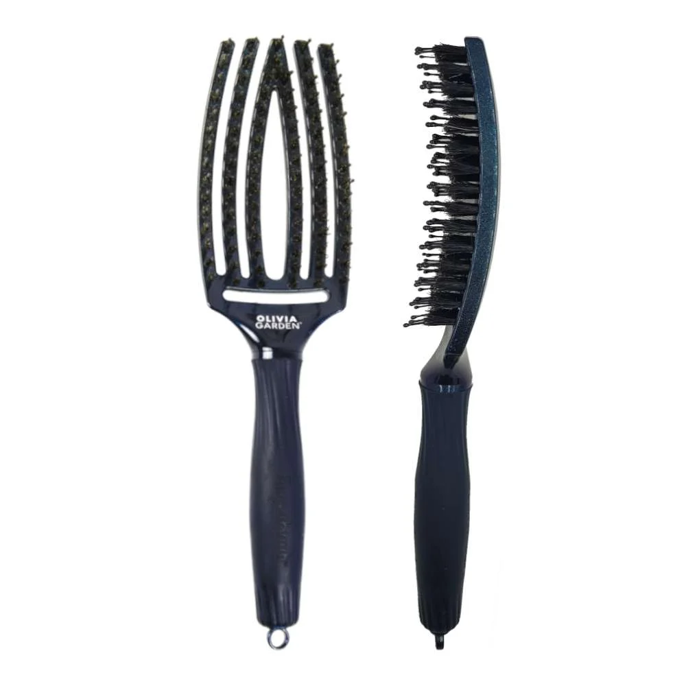 OLIVIA GARDEN SPAZZOLA FINGERBRUSH MEDIUM MIDNIGHT DESERT BLUE SAPPHIRE SETOLE NYLON E CINGHIALE