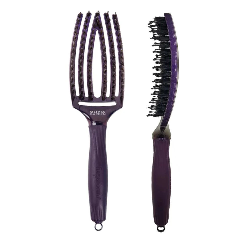 OLIVIA GARDEN SPAZZOLA FINGERBRUSH MEDIUM MIDNIGHT DESERT VIOLET AMETHYST SETOLE NYLON E CINGHIALE