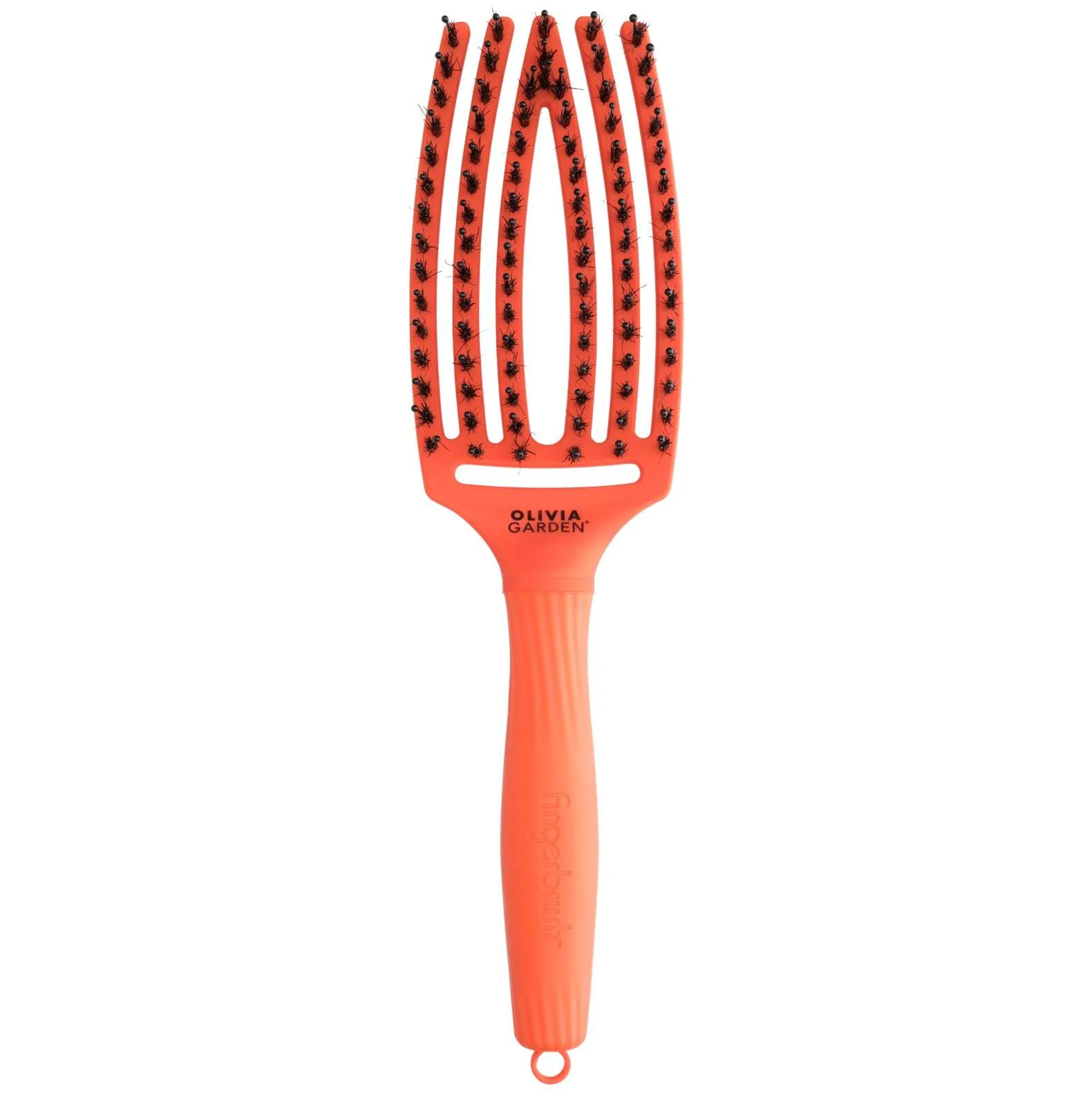 OLIVIA GARDEN SPAZZOLA FINGERBRUSH MEDIUM DOLCE VITA ORANGE SPRITZ CON SETOLE NYLON E CINGHIALE
