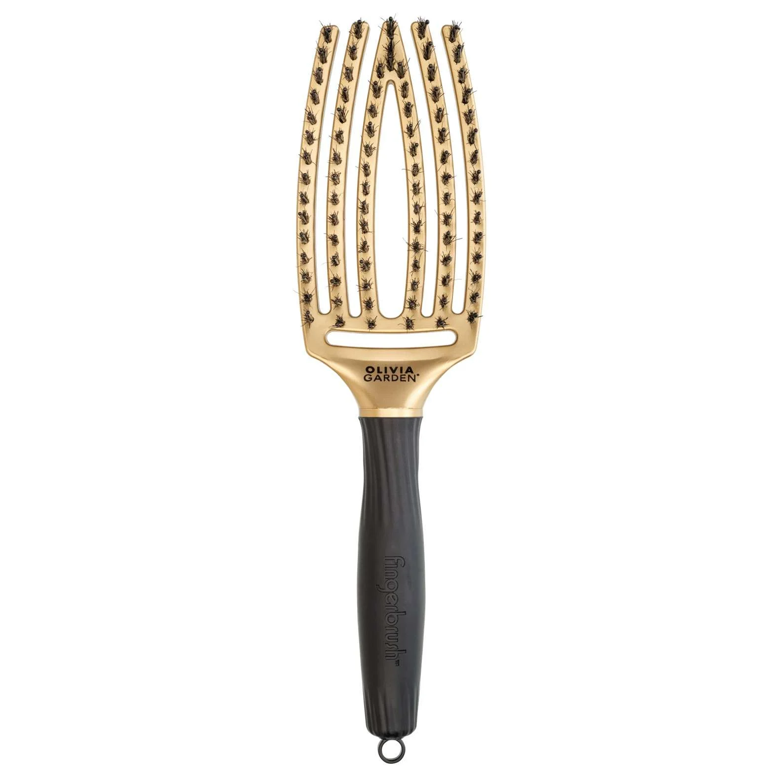 OLIVIA GARDEN SPAZZOLA FINGERBRUSH MEDIUM TRINITY GOLD SETOLE NYLON E CINGHIALE