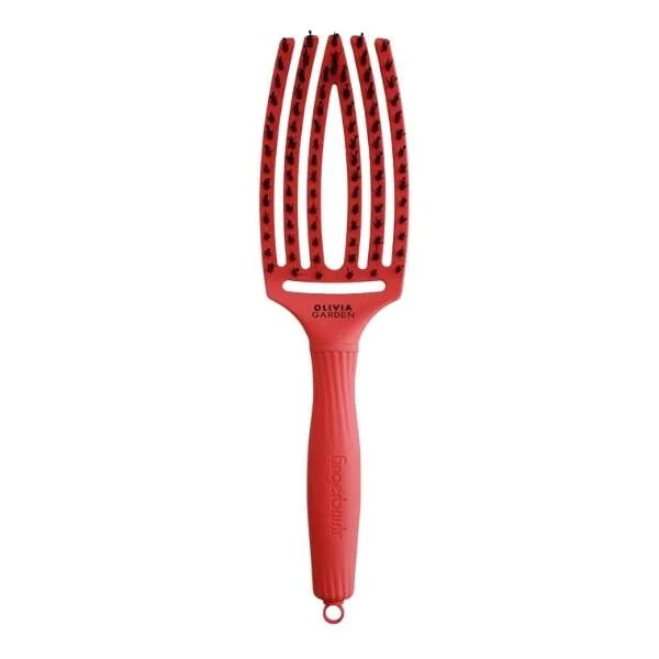 OLIVIA GARDEN SPAZZOLA FINGERBRUSH MEDIUM RED CONFIDENCE SETOLE NYLON E CINGHIALE