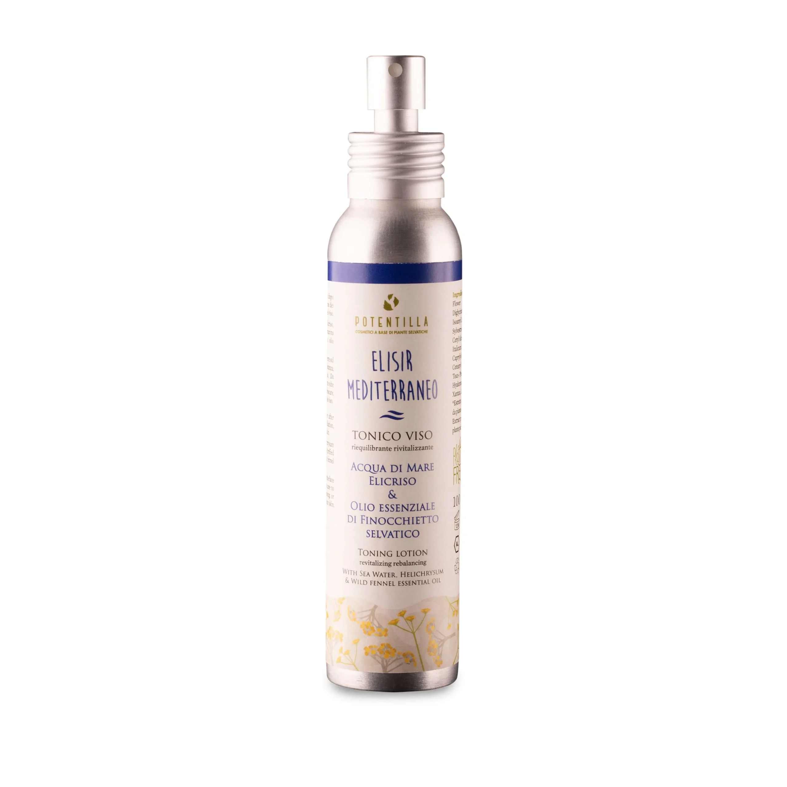 POTENTILLA Elisir Mediterraneo – Tonico Viso con Acqua di Mare, Elicriso e Olio Essenziale Finocchietto Selvatico
