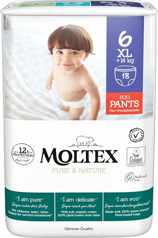 Moltex Pure & Nature XL Size 6 pannolini a mutandina usa e getta 14+ kg 18 pezzi