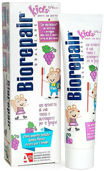 Dentifricio all'uva per bambini "Topolino allegro", uva