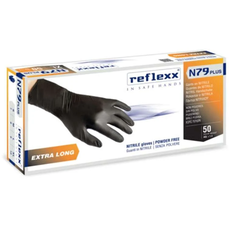 GUANTO NITRILE REFLEXX 79 – NERO 50 PZ. MIS. M