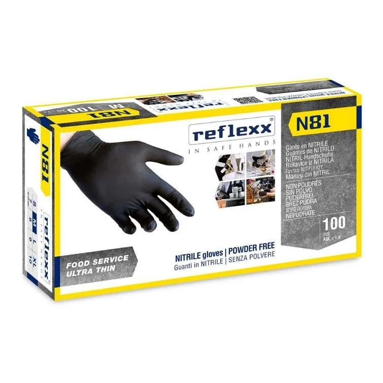 GUANTO NITRILE REFLEXX N81 – NERO 100 PZ. MIS. L