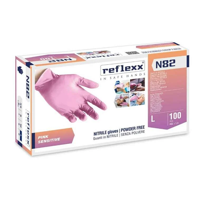 GUANTO NITRILE REFLEXX N82 – ROSA 100 PZ. MIS. M
