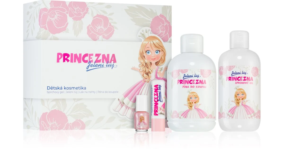 Regina principessina confezione regalo per bambini Bubble gum sego di cervo per bambini 4.8 g + smalto per unghie 4 ml + bagnoschiuma 300 ml + gel doccia 250 ml