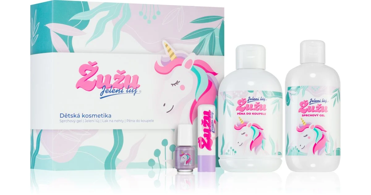 Regina Žužu confezione regalo per bambini lampone sego di cervo 4,5 g + smalto per unghie per bambini 4 ml + gel doccia 250 ml + bagnoschiuma 300 ml