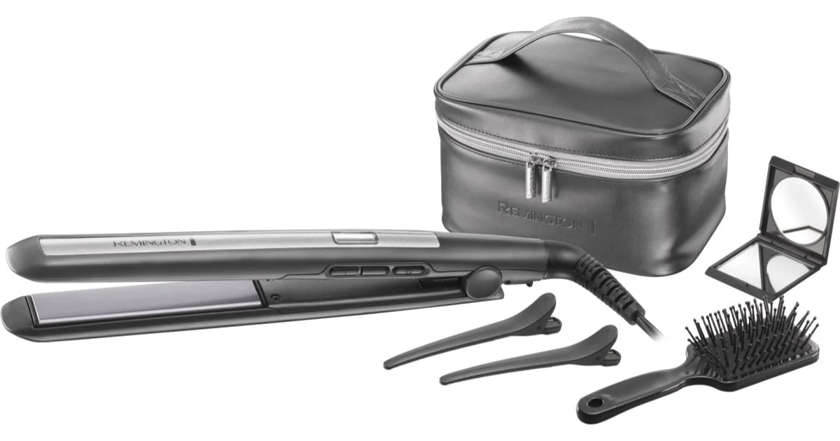 Remington Pro-Ceramic Titanium S5506GP piastra per capelli + borsetta + spazzola per capelli + specchietto + forcine per capelli 2 pezzi