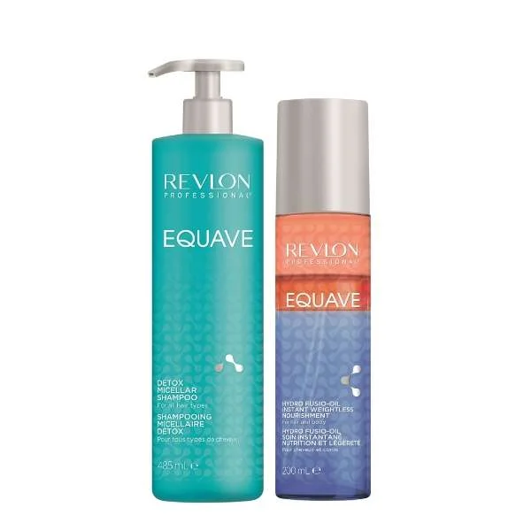 REVLON EQUAVE DETOX MICELLAR SHAMPOO 485 ML + HYDRO FUSIO-OIL INSTANT WEIGHTLESS NOURISHMENT 200ML