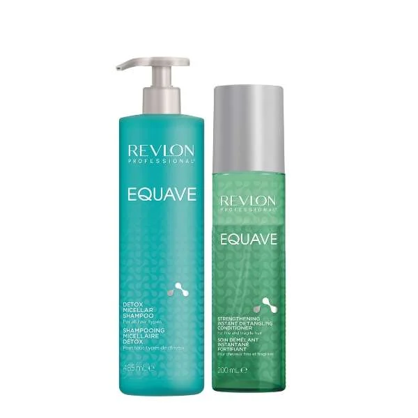 REVLON EQUAVE DETOX MICELLAR SHAMPOO 485 ML + STRENGTHENING INSTANT DETANGLING CONDITIONER 200ML