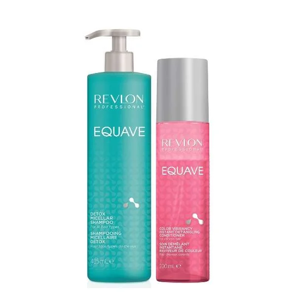 REVLON EQUAVE DETOX MICELLAR SHAMPOO 485 ML + COLOR VIBRANCY INSTANT DETANGLING CONDITIONER 200ML