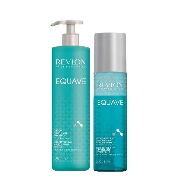 REVLON EQUAVE DETOX MICELLAR SHAMPOO 485 ML + EQUAVE HYDRO INSTANT DETANGLING CONDITIONER 200ML