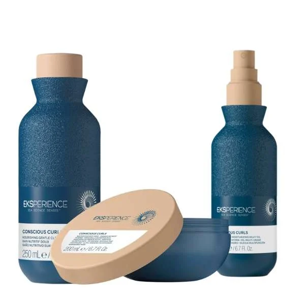EKSPERIENCE CONSCIOUS CURLS CLEANSER 250 ML + MILK OIL SPRAY 200 ML + HAIR MASK 200 ML
