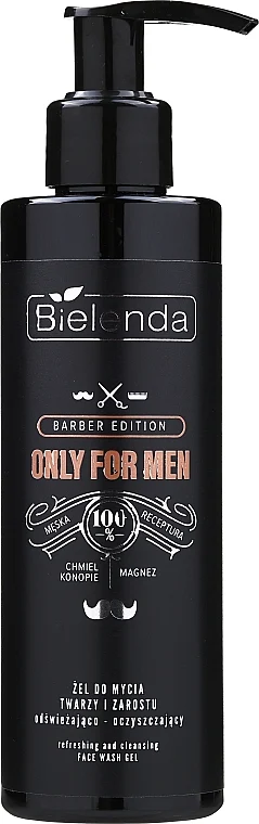 Gel detergente e rinfrescante per viso e barba, da uomo