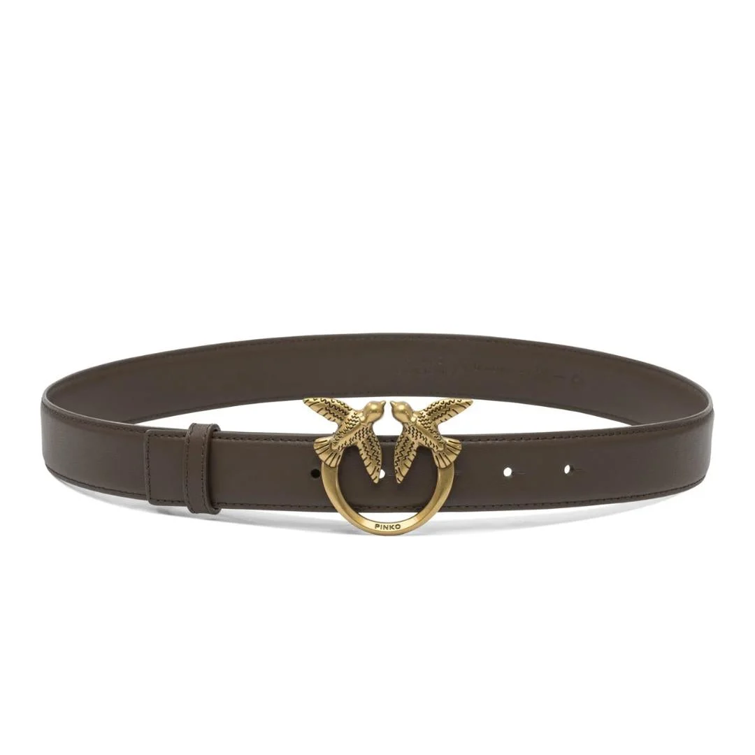 Cintura Alta Love Birds in Pelle Marrone