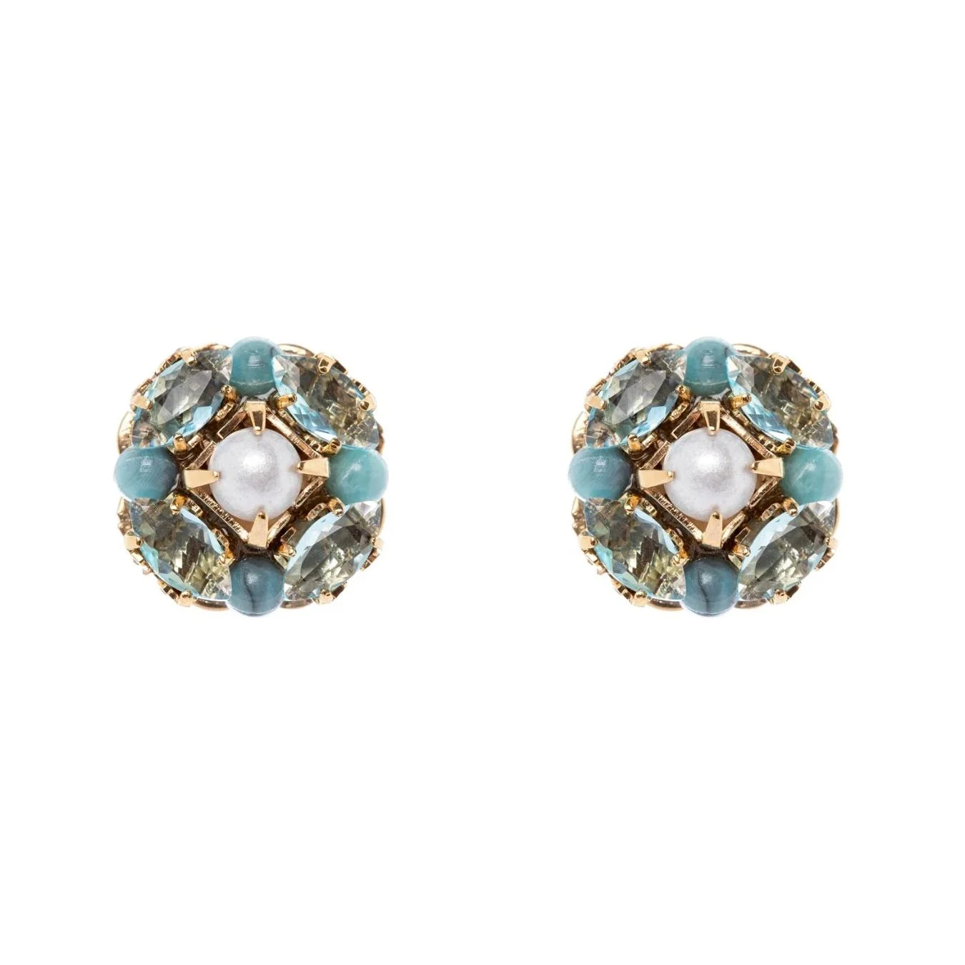 Orecchini con Piccolo Fiore di Cristalli e Perla Sirens