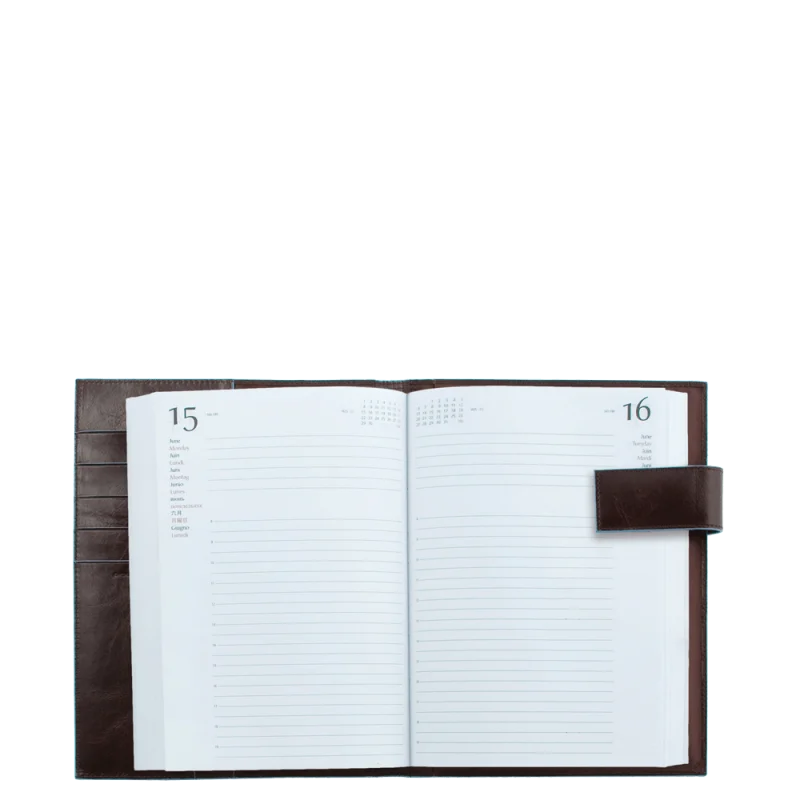 Blue Square Agenda Giornaliera in Pelle con Patta