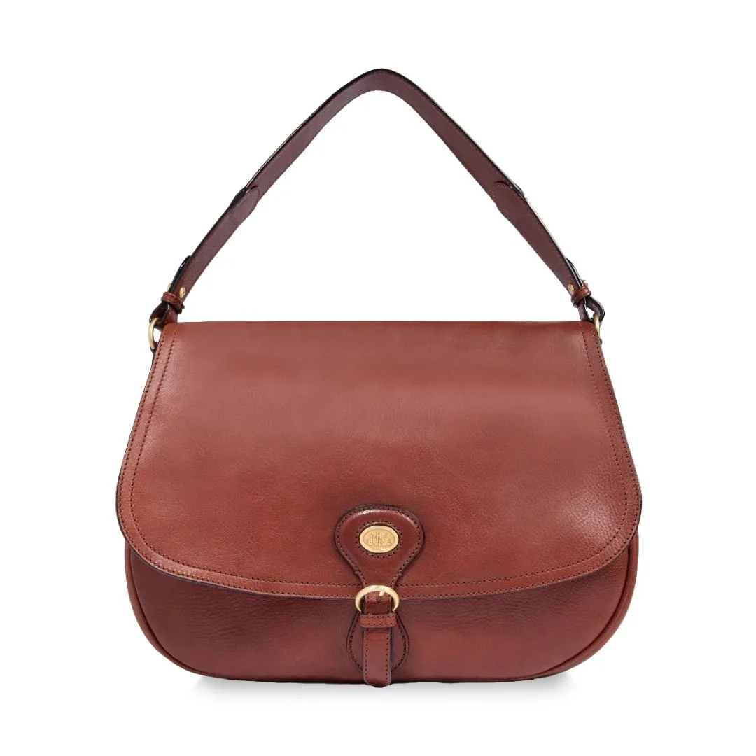 Borsa a Spalla in Pelle Grande con Patta Frontale