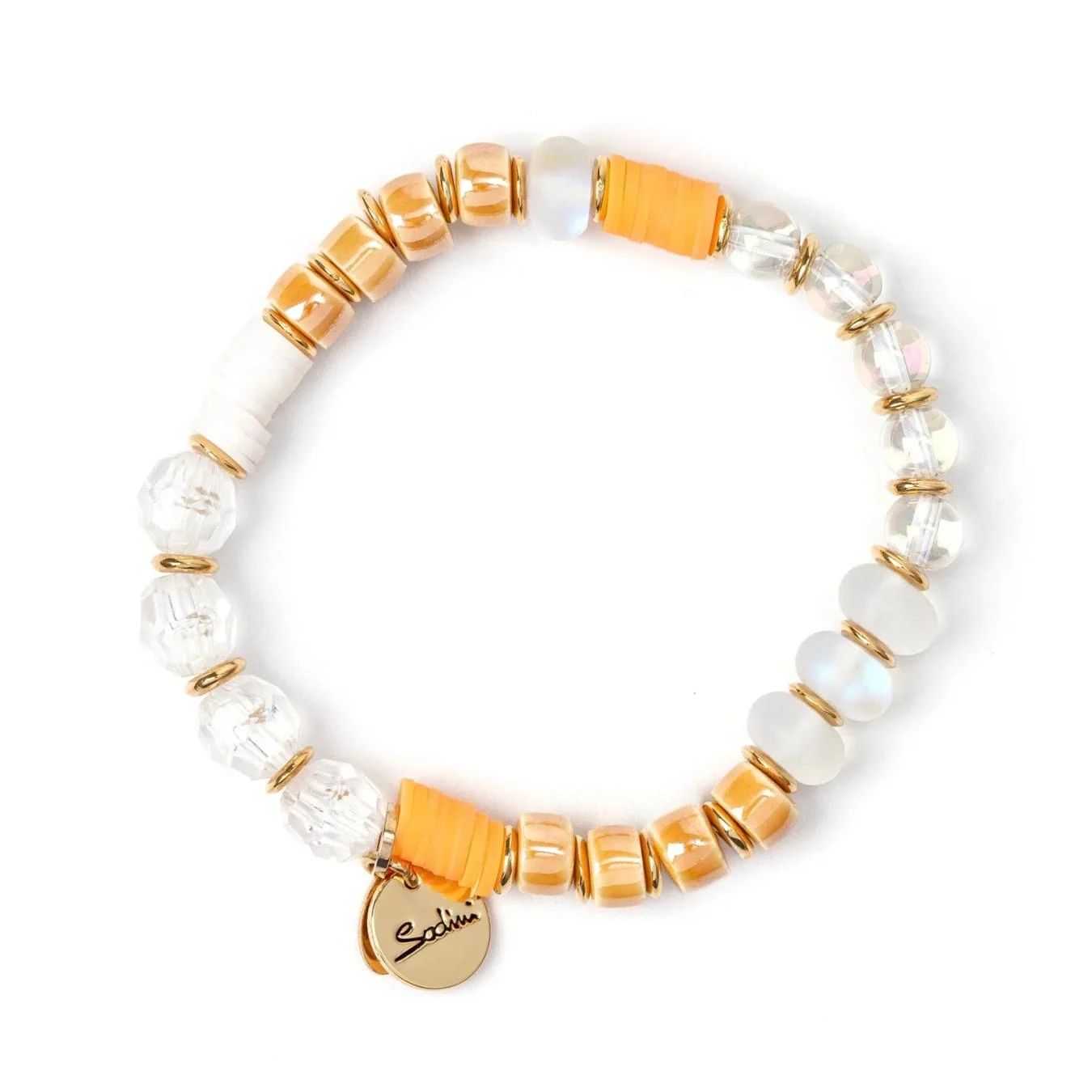 Bracciale Elastico Anellini e Perle di Vetro Flora
