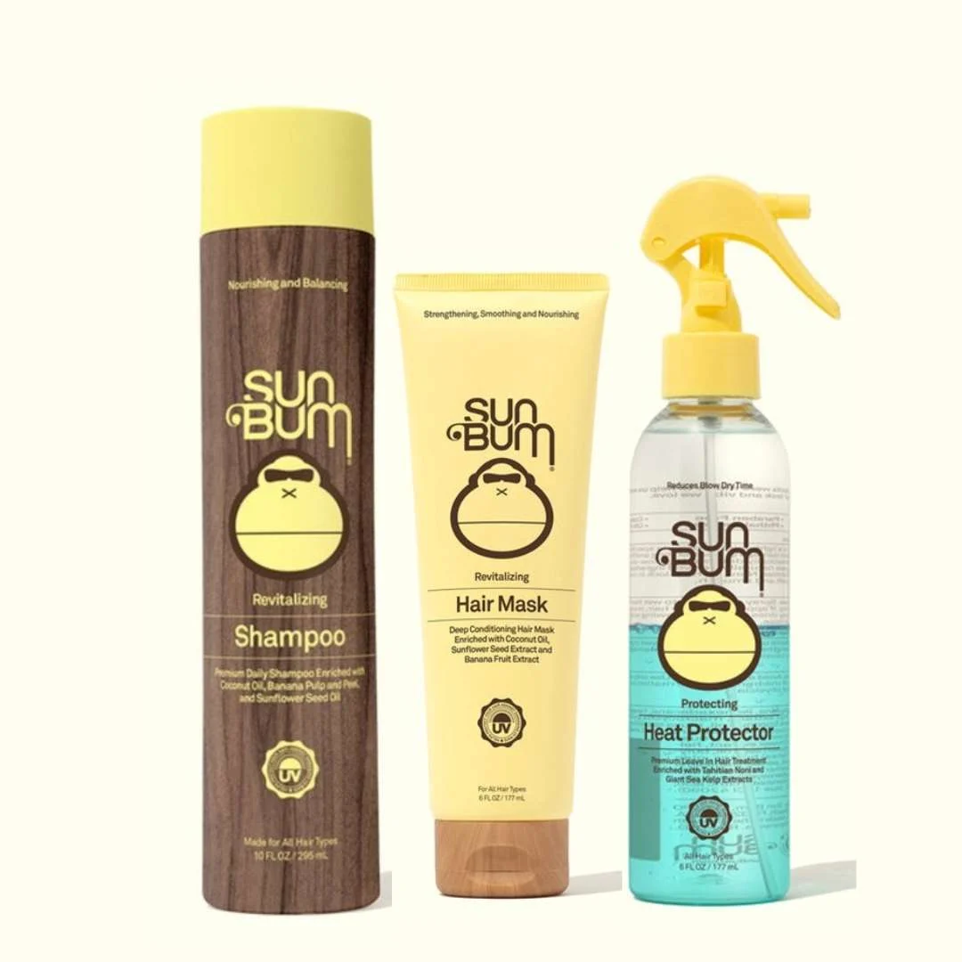 SUN BUM REVITALIZING SHAMPOO 300ML + REVITALIZING CONDITIONER 300ML + PROTECTING HEAT PROTECTOR 177M
