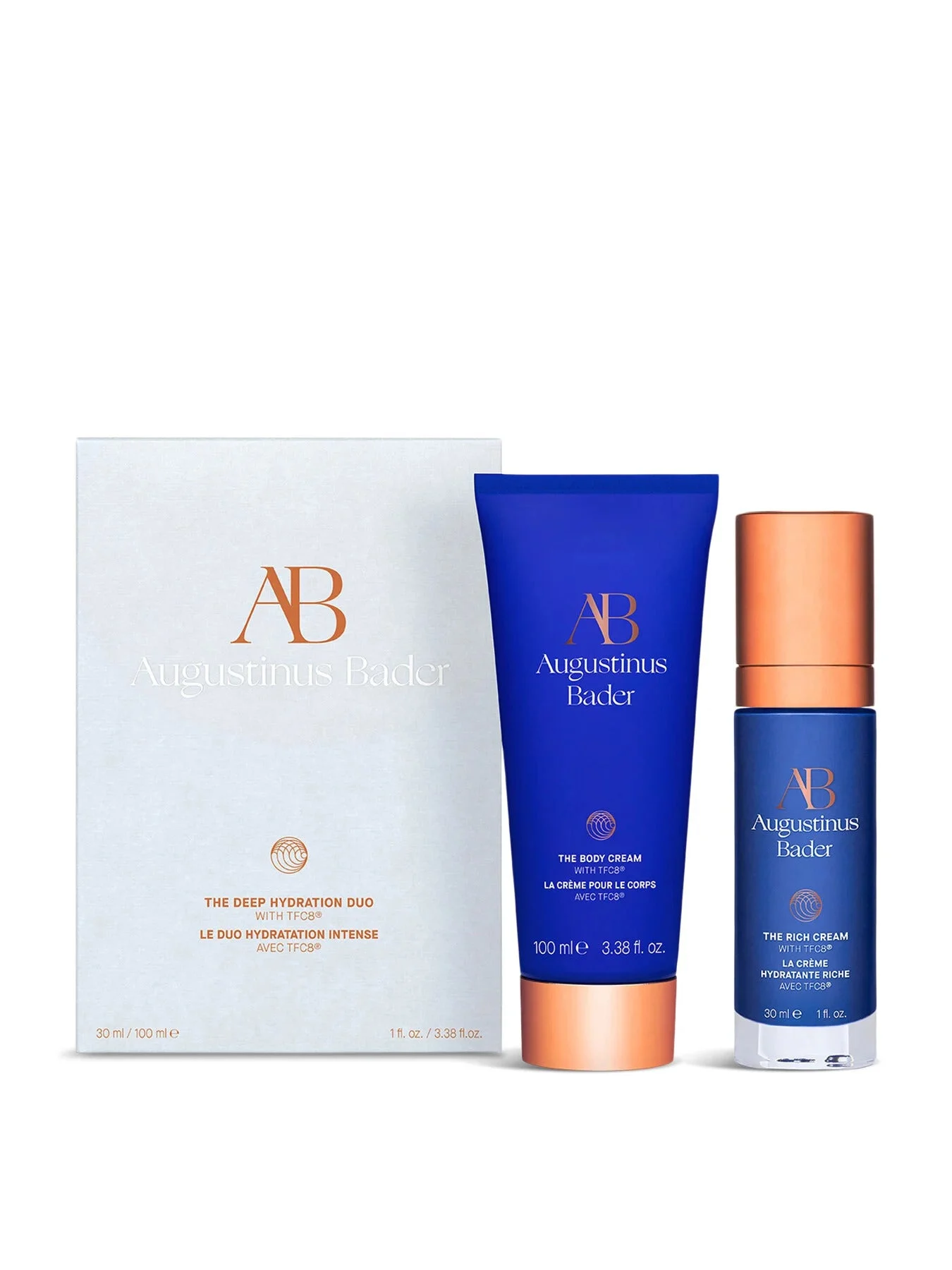 Duo Set Augustinus Bader idratazione profonda : La Crema Idratante Ricca Viso 30 ml + Crema Corpo Idratante Corpo 100 ml