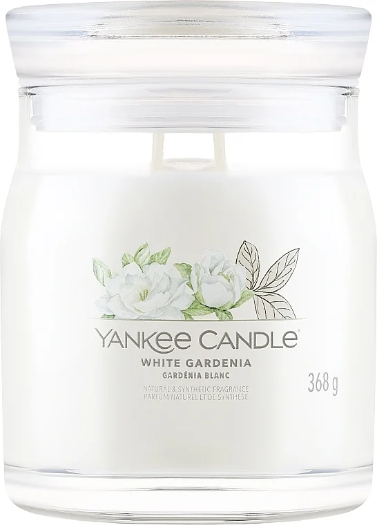 Candela profumata in barattolo "White Gardenia", 2 stoppini