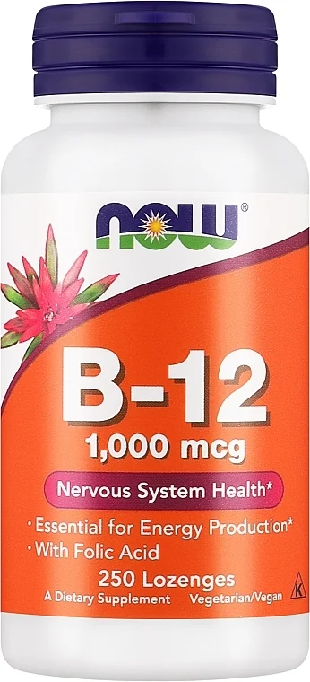Vitamina B-12, con acido folico, 1000 mcg, pillole