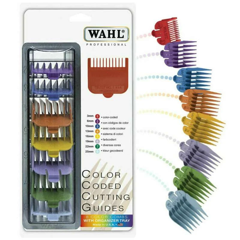 WAHL SET DI 8 RIALZI COLORATI ALTEZZE: 3 – 6 – 10 – 13 – 16 – 19 – 22 – 25 MM.